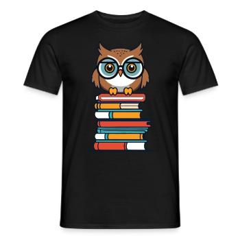 Illustration de livre liteCute pour l’amoureux des hiboux - T-shirt homme - noir - Devant - AI Model Male 178 light (178cm)