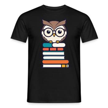 Bücher Eule Süße Buch Illustration Eulen Liebhaber - Männer T-Shirt - Schwarz - Vorne - AI Model Male 178 light (178cm)