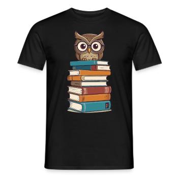 Bücher Eule Eulen Liebhaber Süße Buch Illustration - Männer T-Shirt - Schwarz - Vorne - AI Model Male 178 light (178cm)