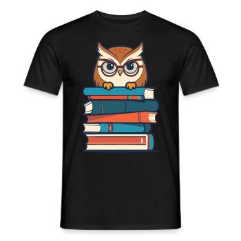 Livres hibou mignon livre illustration hiboux amant - T-shirt homme - noir - Devant - AI Model Male 178 light (178cm)