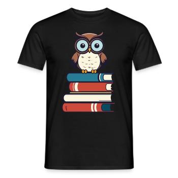 Livres hibou mignon livre illustration - T-shirt homme - noir - Devant - AI Model Male 178 light (178cm)