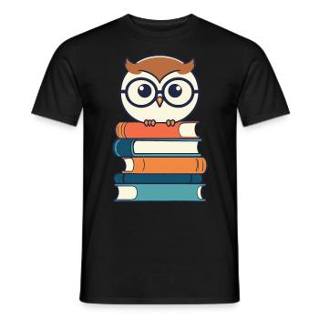 Bücher Eule Eulen Liebhaber Leseratte Illustration - Männer T-Shirt - Schwarz - Vorne - AI Model Male 178 light (178cm)
