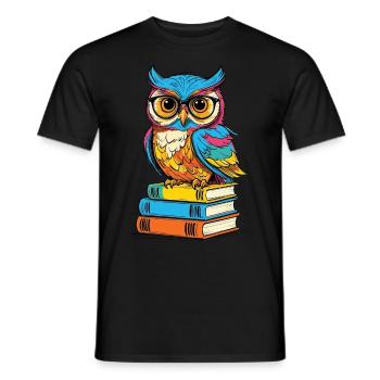 Bücher Eule Eulen Liebhaber Süße Buch Illustration - Männer T-Shirt - Schwarz - Vorne - AI Model Male 178 light (178cm)