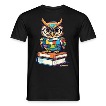 Livres hibou hibou amant mignon livre illustration - T-shirt homme - noir - Devant - AI Model Male 178 light (178cm)
