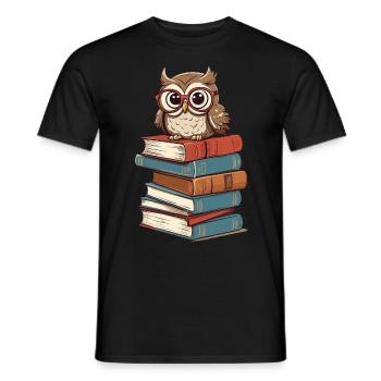 Books Owl for owl lovers and bookworms - Men's T-Shirt - black - Front - AI Model Male 178 light (178cm)