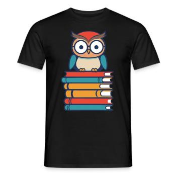 Books Owl Cute Bookworm Bookworm Bookworm - Men's T-Shirt - black - Front - AI Model Male 178 light (178cm)