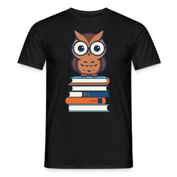 Bücher Eule Eulen Liebhaber Süße Buch Illustration - Männer T-Shirt - Schwarz - Vorne - AI Model Male 178 light (178cm)