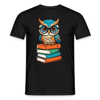 Bücher Eule Lustiger Buch Liebhaber Illustration - Männer T-Shirt - Schwarz - Vorne - AI Model Male 178 light (178cm)