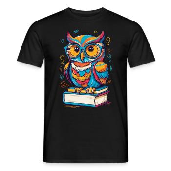 Bücher Eule Eulen Liebhaber Süße Buch Illustration - Männer T-Shirt - Schwarz - Vorne - AI Model Male 178 light (178cm)
