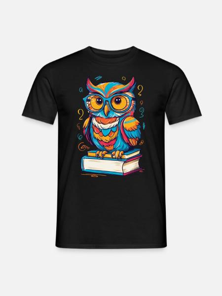 Bücher Eule Eulen Liebhaber Süße Buch Illustration - Männer T-Shirt - Schwarz