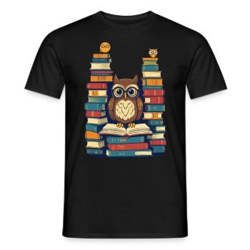 Livres hibou pour hiboux amoureux rat de bibliothèque - T-shirt homme - noir - Devant - AI Model Male 178 light (178cm)