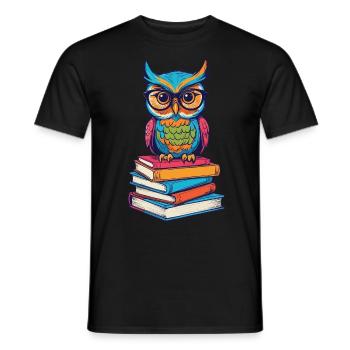 Books Owl Reading Owl Literature Book Love - Men's T-Shirt - black - Front - AI Model Male 178 light (178cm)