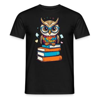 Bücher Eule Eulen Liebhaber Süße Buch Illustration - Männer T-Shirt - Schwarz - Vorne - AI Model Male 178 light (178cm)