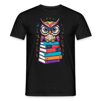Bücher Eule Begeisterte Leseratte Niedlicher - Männer T-Shirt - Schwarz - Vorne - AI Model Male 178 light (178cm)