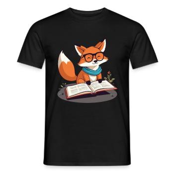 Renard mignon amoureux des livres avec des lunettes - T-shirt homme - noir - Devant - AI Model Male 178 light (178cm)