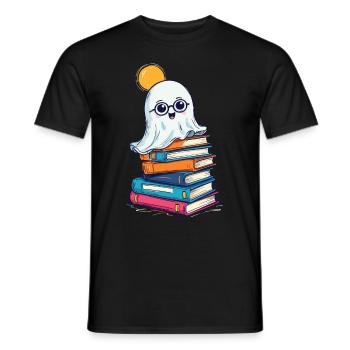 Reading Halloween Ghost Book Lover Style - Men's T-Shirt - black - Front - AI Model Male 178 light (178cm)