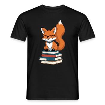 Cute Book Lover Funny Books Fox - Men's T-Shirt - black - Front - AI Model Male 178 light (178cm)
