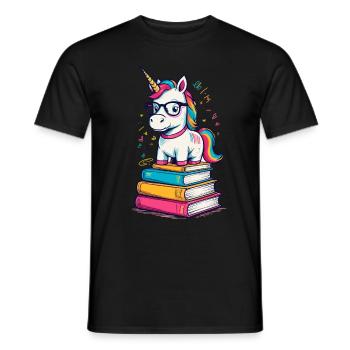 Cute Unicorn Bookworm Magical Unicorns - Men's T-Shirt - black - Front - AI Model Male 178 light (178cm)