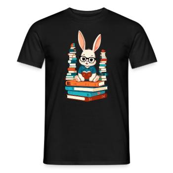 Lesender Hase Begeisterter Buchliebhaber - Männer T-Shirt - Schwarz - Vorne - AI Model Male 178 light (178cm)