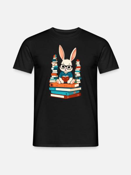 Reading bunny Enthusiastic book lover - Men's T-Shirt - black