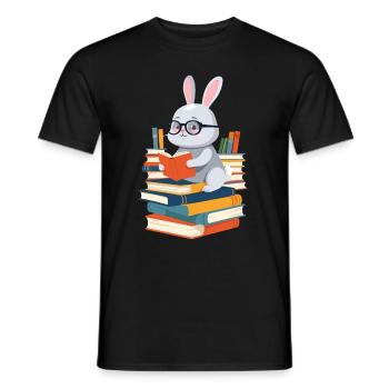 Lesender Hase Begeisterter Buchliebhaber - Männer T-Shirt - Schwarz - Vorne - AI Model Male 178 light (178cm)