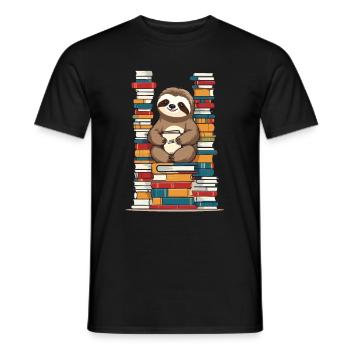 Lustiges Buchliebhaber Faultier Lesen Buch - Männer T-Shirt - Schwarz - Vorne - AI Model Male 178 light (178cm)