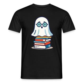Lesendes Halloween Gespenst Niedliches Bücherwurm - Männer T-Shirt - Schwarz - Vorne - AI Model Male 178 light (178cm)