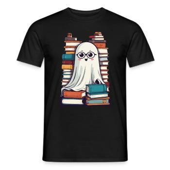 Book Lover Style Reading Halloween Ghost - Men's T-Shirt - black - Front - AI Model Male 178 light (178cm)