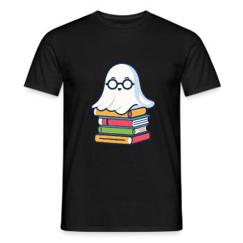 Book Lover Style Reading Halloween Ghost - Men's T-Shirt - black - Front - AI Model Male 178 light (178cm)