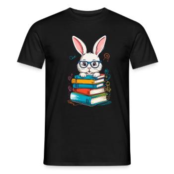 Reading Bunny Funny Books Reading Design - Men's T-Shirt - black - Front - AI Model Male 178 light (178cm)