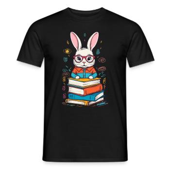 Lesender Hase Begeisterter Buchliebhaber Stil - Männer T-Shirt - Schwarz - Vorne - AI Model Male 178 light (178cm)