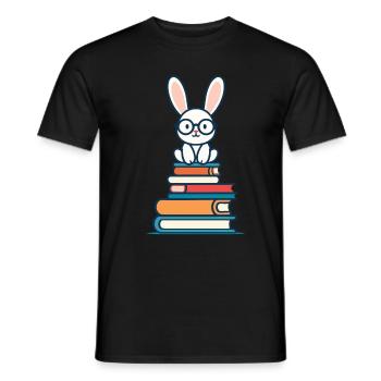 Lesender Hase Begeisterter Buchliebhaber Bunny - Männer T-Shirt - Schwarz - Vorne - AI Model Male 178 light (178cm)