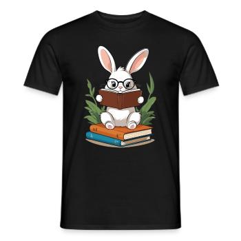 Lapin de lecture Lapin de style rat de bibliothèque enthousiaste - T-shirt homme - noir - Devant - AI Model Male 178 light (178cm)