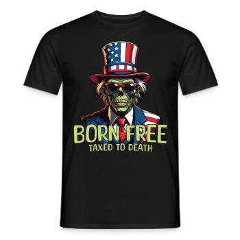 Né libre, imposé à mort, 4 juillet - T-shirt homme - noir - Devant - AI Model Male 178 light (178cm)