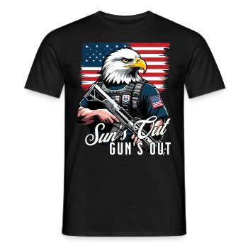 The sun is out, the gun is out July 4 - Men's T-Shirt - black - Front - AI Model Male 178 light (178cm)
