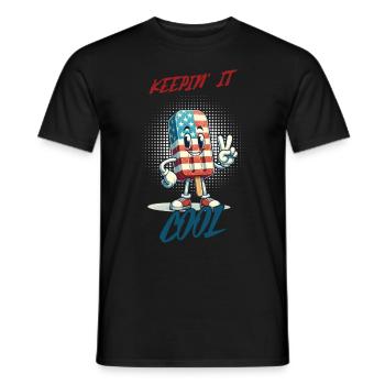 Keepin It Cool Retro Vintage American Flag - Men's T-Shirt - black - Front - AI Model Male 178 light (178cm)