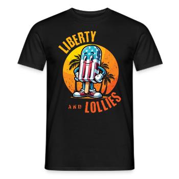 Liberty Et Suces Design Vintage Rétro - T-shirt homme - noir - Devant - AI Model Male 178 light (178cm)