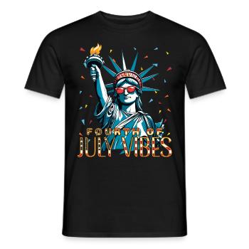 Ambiance du 4 juillet, célébrations de la Statue de la Liberté - T-shirt homme - noir - Devant - AI Model Male 178 light (178cm)