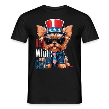 Yorkshire Terrier 4th of July Dog Lover - Men's T-Shirt - black - Front - AI Model Male 178 light (178cm)