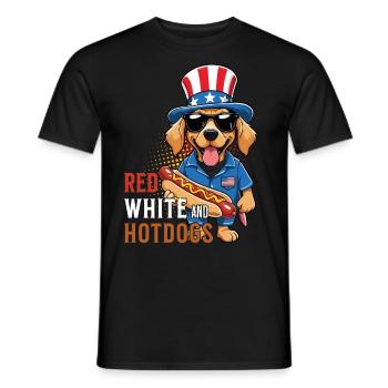 Red White Hotdogs Funny Bbq Pun Retro Vintage - Men's T-Shirt - black - Front - AI Model Male 178 light (178cm)