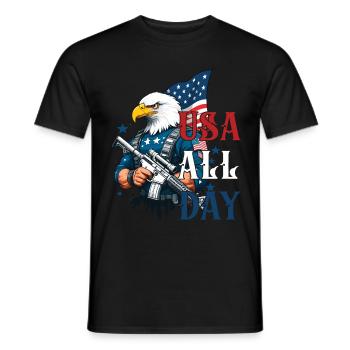 Usa All Day Funny Freedom Design 4th of July - Men's T-Shirt - black - Front - AI Model Male 178 light (178cm)
