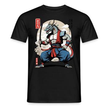 Dragon Samouraï Vintage Ukiyo-e Style - T-shirt homme - noir - Devant - AI Model Male 178 light (178cm)