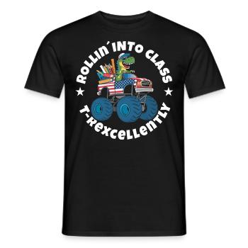 Trex Einschulung - Männer T-Shirt - Schwarz - Vorne - AI Model Male 178 light (178cm)