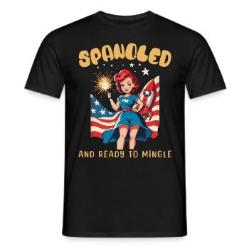 Design rétro vintage prêt à se mêler 4 juillet - T-shirt homme - noir - Devant - AI Model Male 178 light (178cm)
