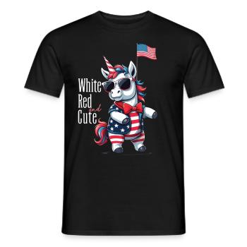 Mignon Licorne des États-Unis 4 de juillet Drapeau américain - T-shirt homme - noir - Devant - AI Model Male 178 light (178cm)