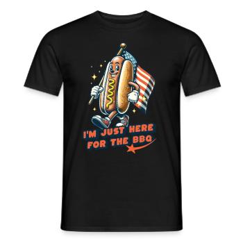 Here For BBQ Funny Hotdog Design 4th of July - Männer T-Shirt - Schwarz - Vorne - AI Model Male 178 light (178cm)