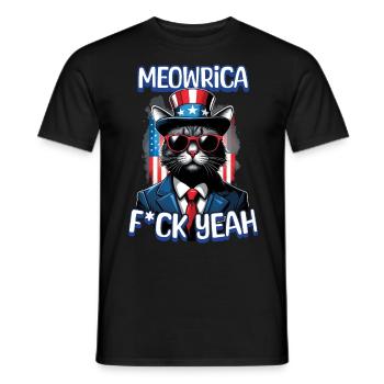 Meowrica Cat 4 De Juillet Chat Heureux Célébrer - T-shirt homme - noir - Devant - AI Model Male 178 light (178cm)