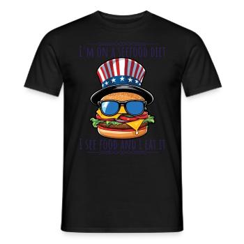 Funny Diet Slogan For BBQ Partys 4th Of July - Men's T-Shirt - black - Front - AI Model Male 178 light (178cm)
