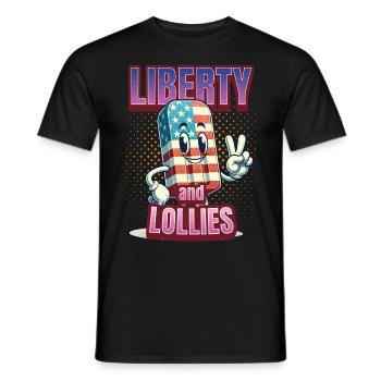 Liberty And Lollies 4th Of July Memorial Day - Männer T-Shirt - Schwarz - Vorne - AI Model Male 178 light (178cm)