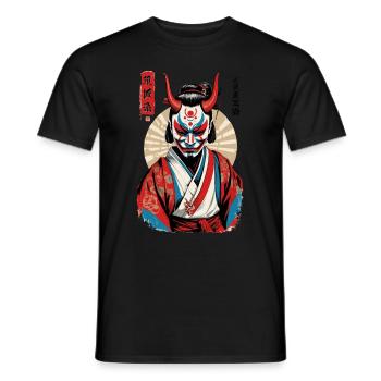 Oni Demon Mask Japanese Samurai Artwork - Men's T-Shirt - black - Front - AI Model Male 178 light (178cm)
